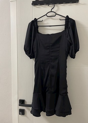 Siyah Saten Mini Abiye Elbise - Görsel 2