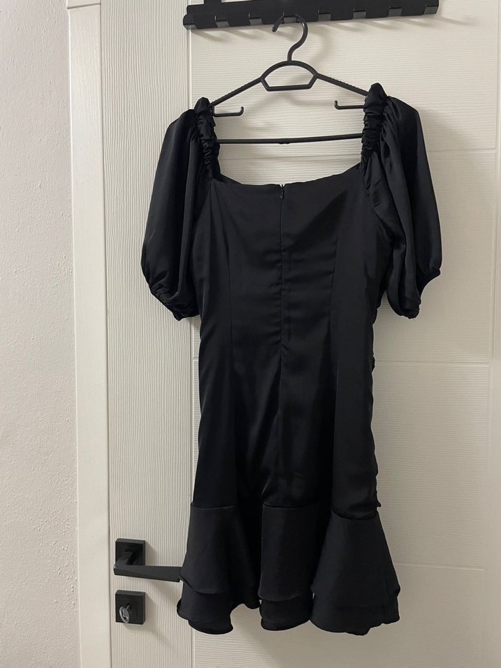 Siyah Saten Mini Abiye Elbise - Görsel 2