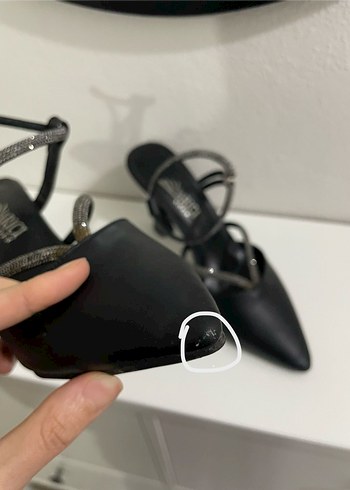 Parlak taşlı topuklu ayakkabı - Görsel 5