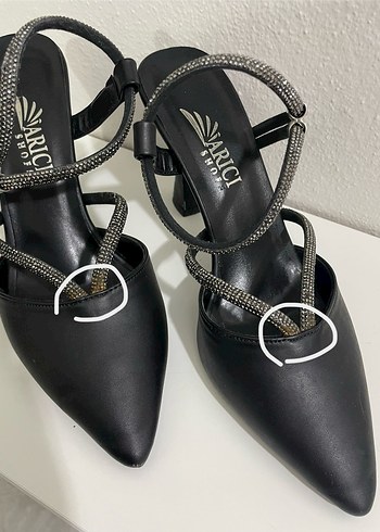 Parlak taşlı topuklu ayakkabı - Görsel 4