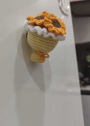 Renkli Örgü Çiçekli Bohem Anahtarlık - Görsel 2