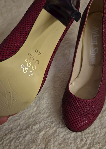 Bordo Yılan Desenli Topuklu Stiletto Ayakkabı - Görsel 5