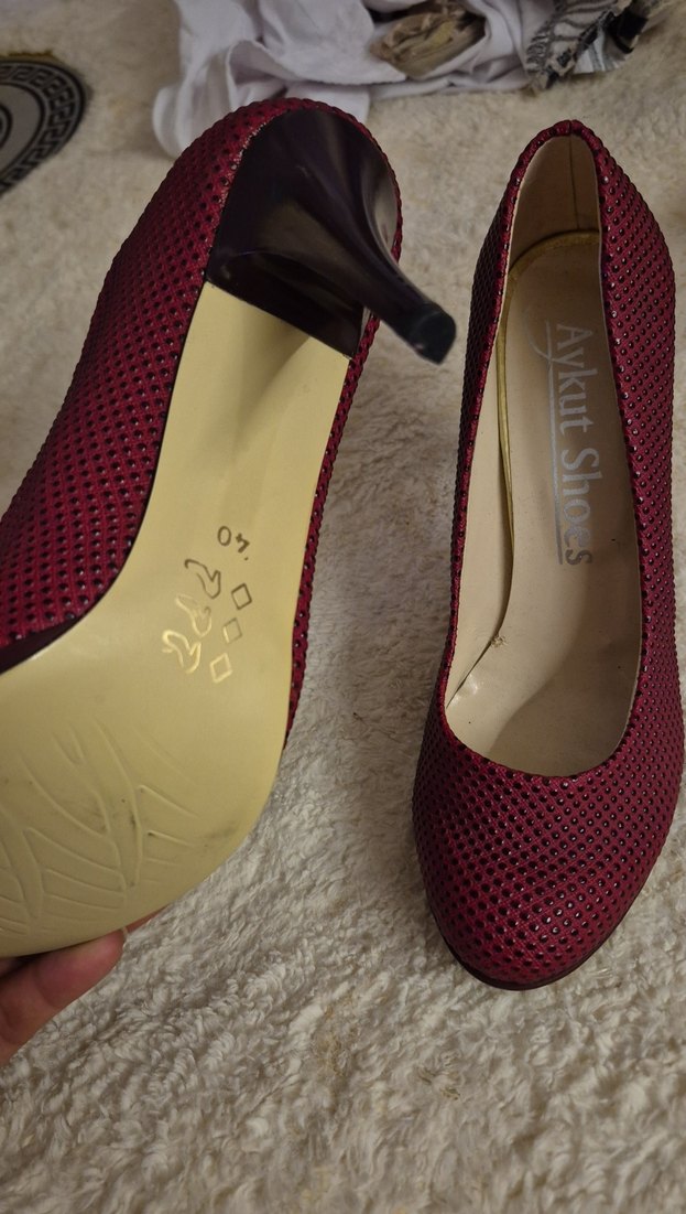 Bordo Yılan Desenli Topuklu Stiletto Ayakkabı - Görsel 4