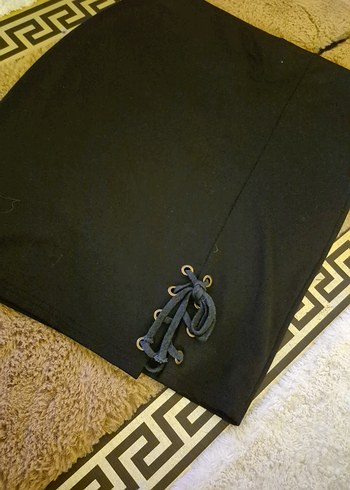 Deri Kuşaklı Siyah Midi Hamile Etek - Görsel 5