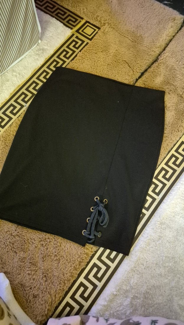 Deri Kuşaklı Siyah Midi Hamile Etek - Görsel 2