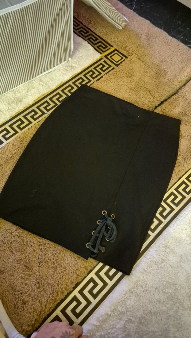 Deri Kuşaklı Siyah Midi Hamile Etek - Görsel 4