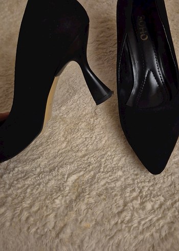 Siyah Süet Topuklu Kadın Stiletto - Görsel 5