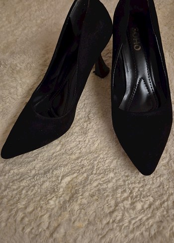 Siyah Süet Topuklu Kadın Stiletto - Görsel 6