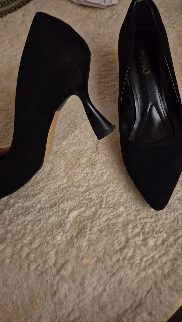 Siyah Süet Topuklu Kadın Stiletto - Görsel 5