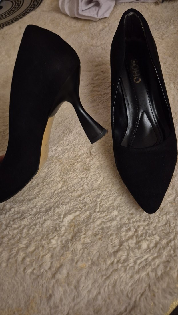 Siyah Süet Topuklu Kadın Stiletto - Görsel 4