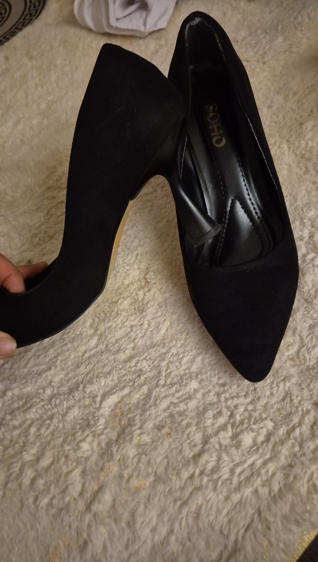 Siyah Süet Topuklu Kadın Stiletto - Görsel 3