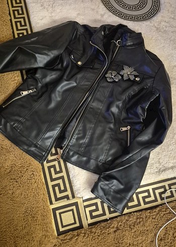 Deriden Siyah Nakışlı Biker Ceket - Görsel 2