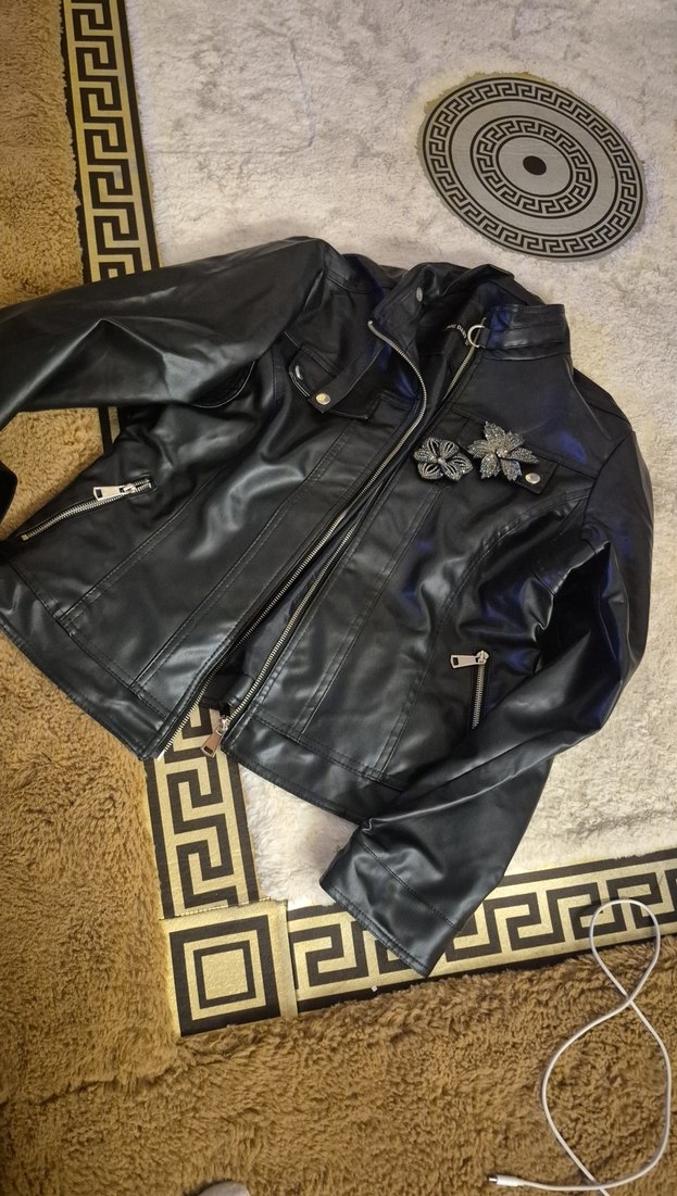 Deriden Siyah Nakışlı Biker Ceket - Görsel 3