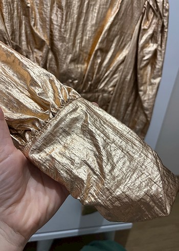 Altın Rengi Drapeli Mini Bluz - Görsel 3