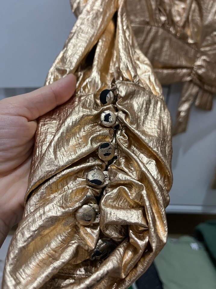 Altın Rengi Drapeli Mini Bluz - Görsel 4