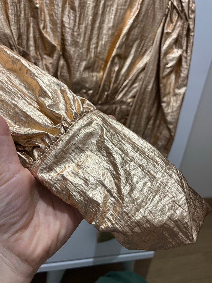 Altın Rengi Drapeli Mini Bluz - Görsel 3