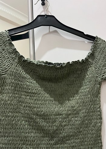 Kadın Yeşil Kısa Örgü Bluz - Görsel 2