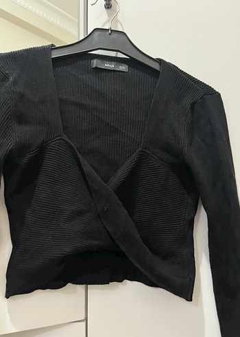 Siyah V Yaka Uzun Kollu Triko Bluz - Görsel 2