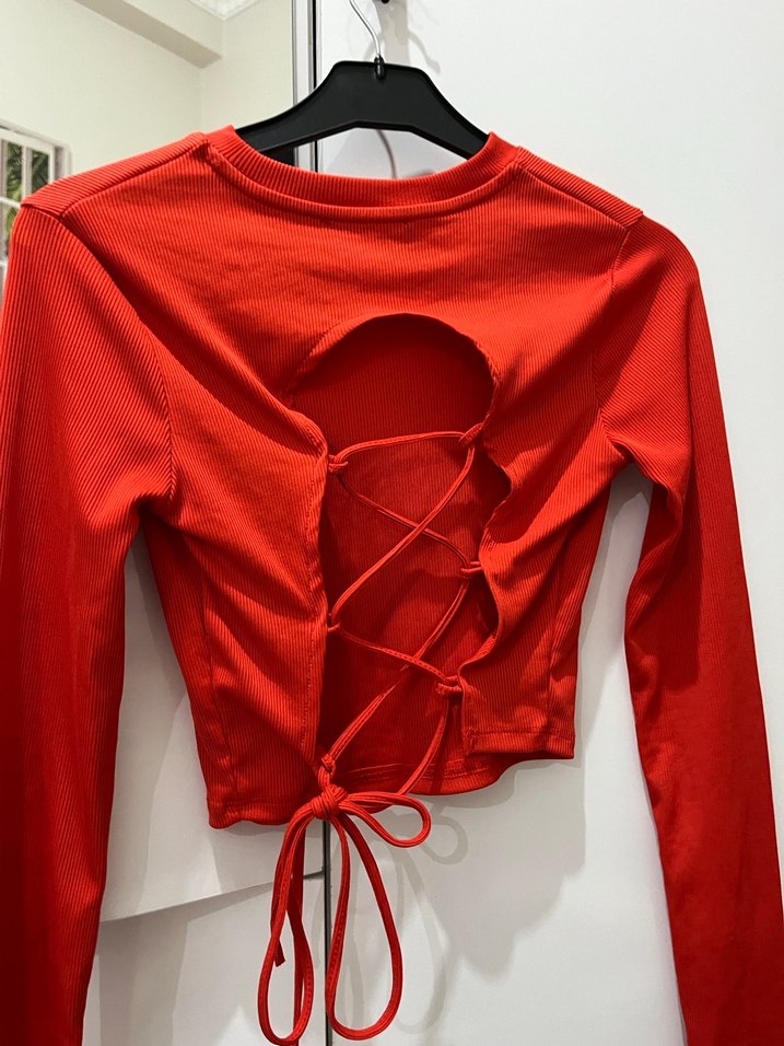 Parlak Kırmızı Uzun Kollu Kadın Kazak - Görsel 2