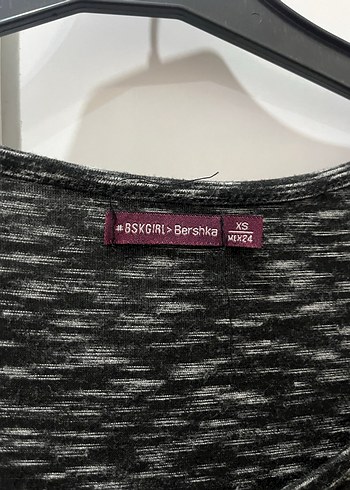 V Yaka Uzun Kollu Siyah Gri Midi Elbise - Görsel 2