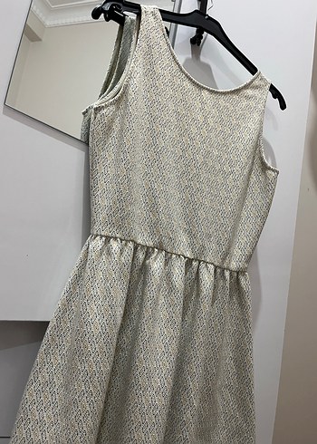 Gri Midi Kolsuz Pilili Kadın Elbise - Görsel 2