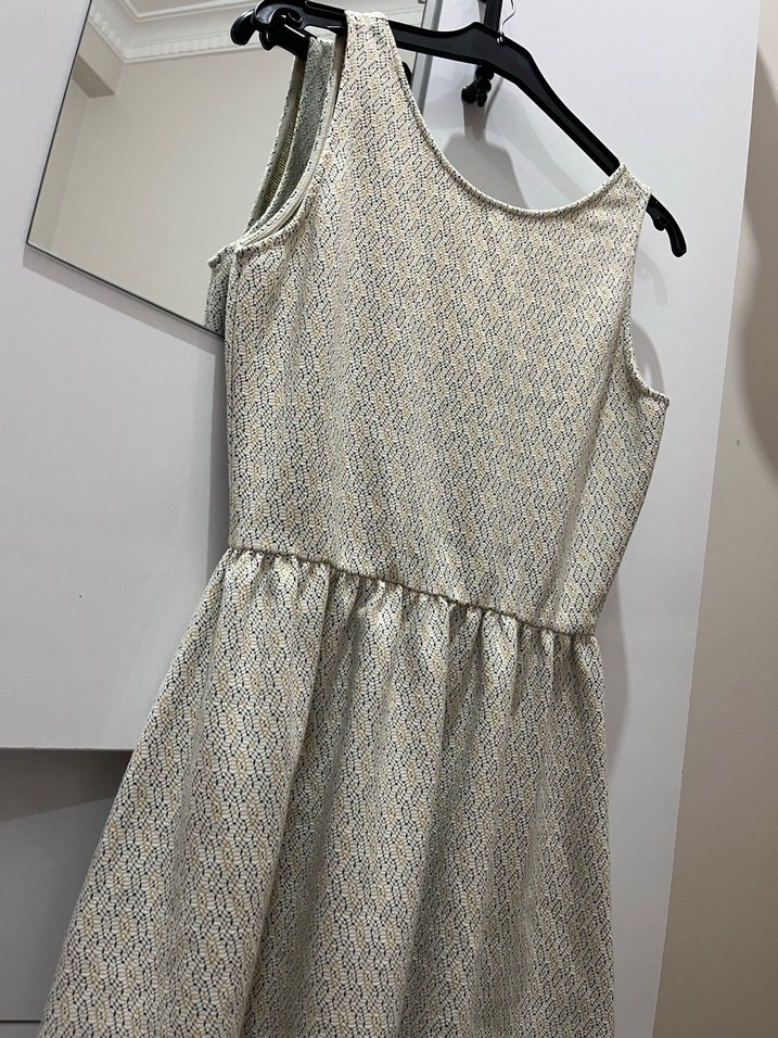 Gri Midi Kolsuz Pilili Kadın Elbise - Görsel 2