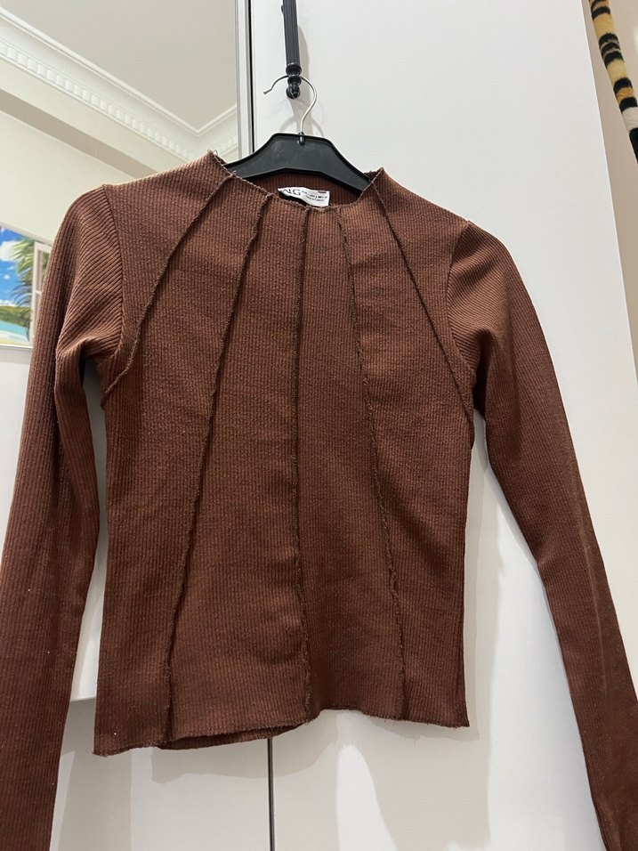 Kahverengi Örgü Kadın Triko - Görsel 2