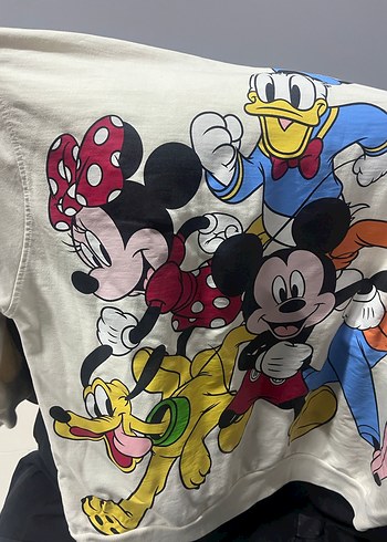 Beyaz Mickey Mouse Baskılı Kadın Sweatshirt - Görsel 5