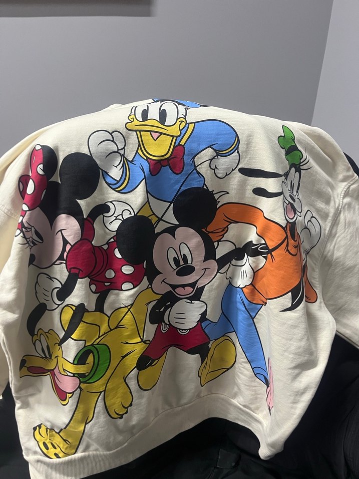 Beyaz Mickey Mouse Baskılı Kadın Sweatshirt - Görsel 4