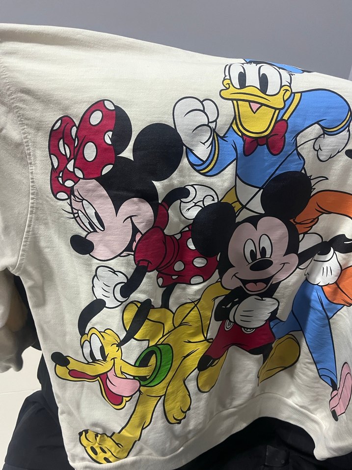 Beyaz Mickey Mouse Baskılı Kadın Sweatshirt - Görsel 5