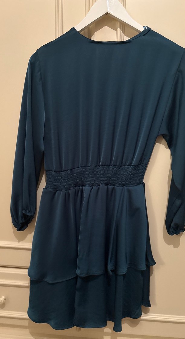 Yesil V Yakalı Midi Elbise - Görsel 2