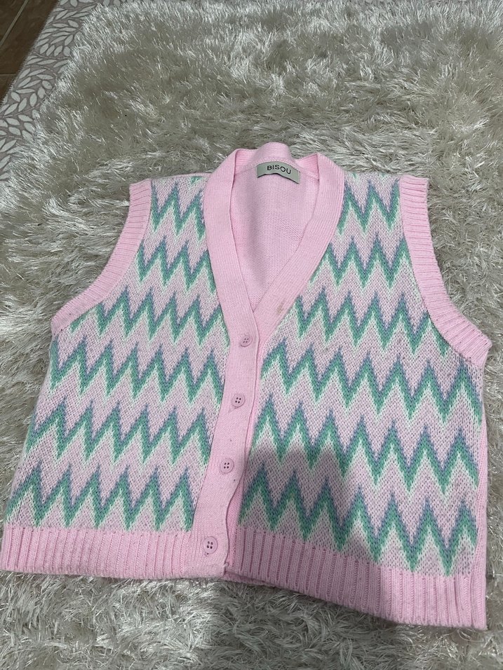 Pembe Triko  Kolsuz Kadın Süveter - Görsel 2