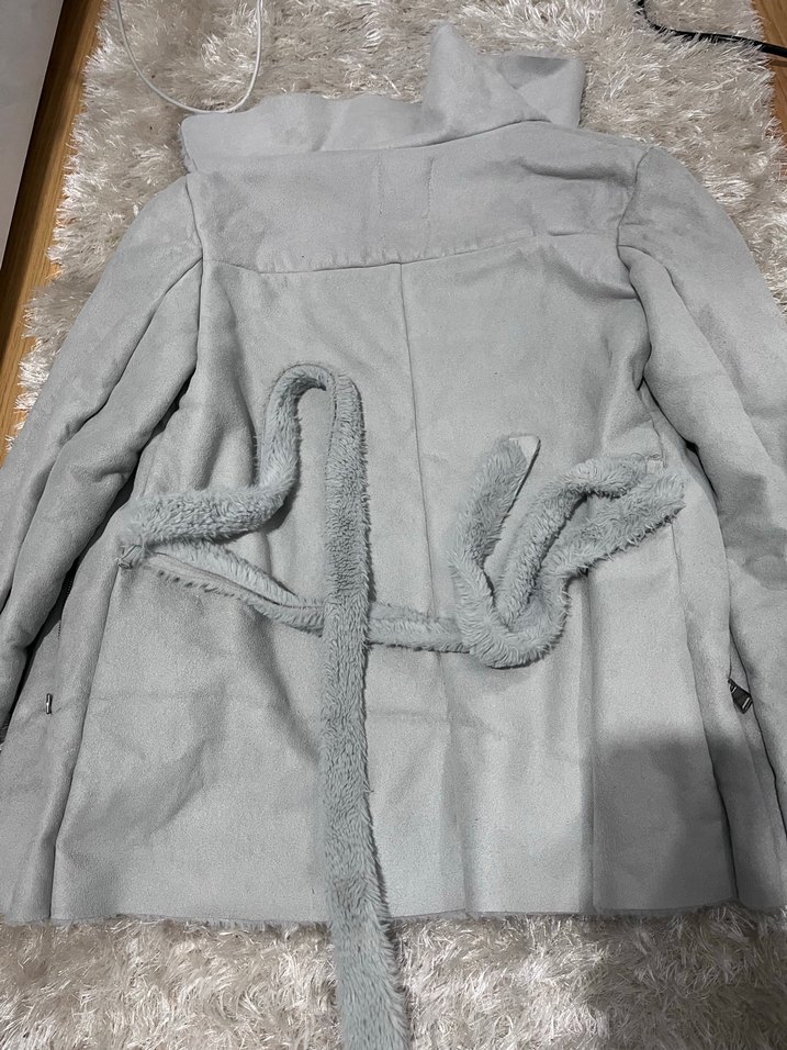 Gri Kadın Midi Boy Kürklü Ceket - Görsel 3