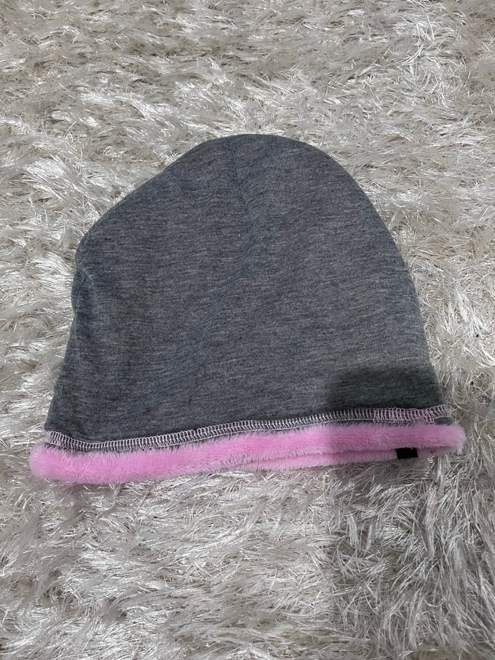 Gri çocuk  Bere, Pembe Kürk Detaylı - Görsel 2