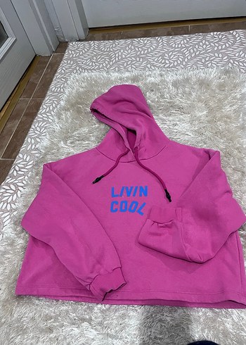 Pembe Kapüşonlu Kadın Sweatshirt - Görsel 3