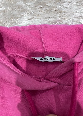 Pembe Kapüşonlu Kadın Sweatshirt - Görsel 2