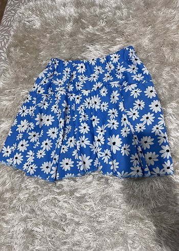 Çiçek Desenli pileli  Mavi  şortlu etek - Görsel 2