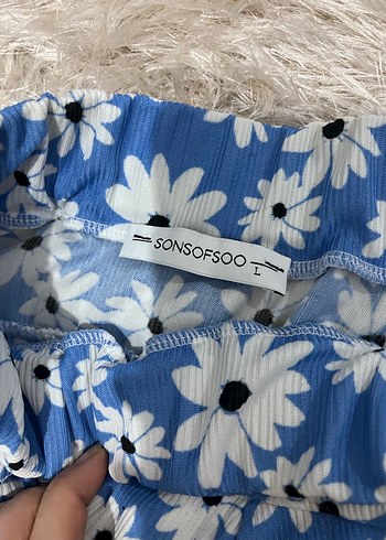 Çiçek Desenli pileli  Mavi  şortlu etek - Görsel 3