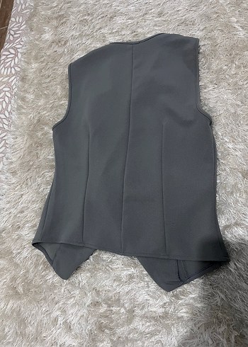 Gri Düğmeli Kadın Kumaş  takım - Görsel 5