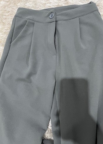 Gri Düğmeli Kadın Kumaş  takım - Görsel 3