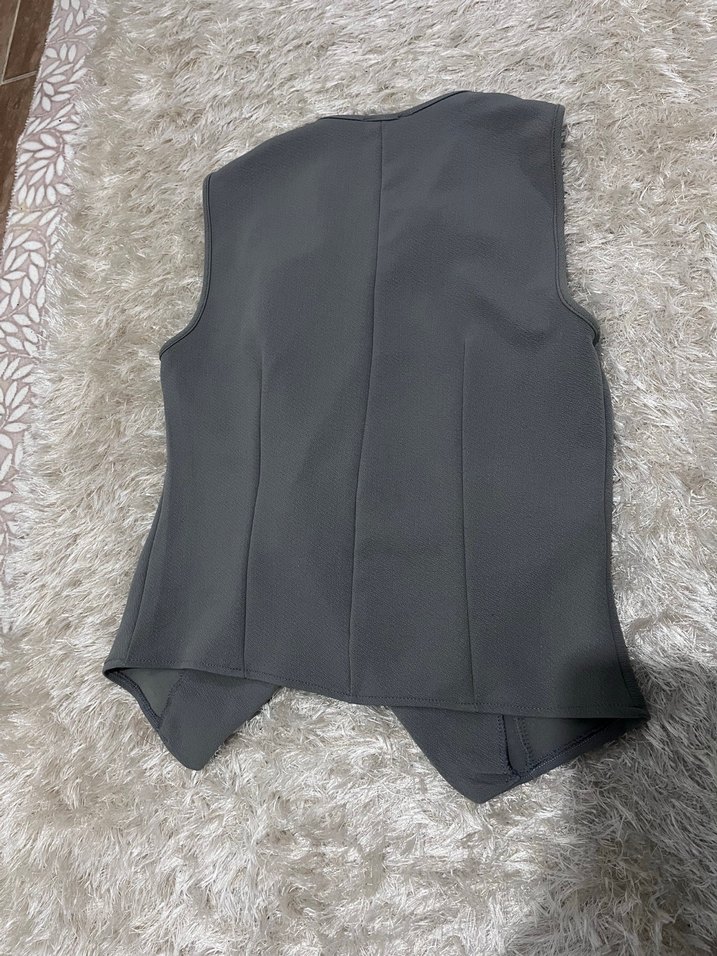 Gri Düğmeli Kadın Kumaş  takım - Görsel 5