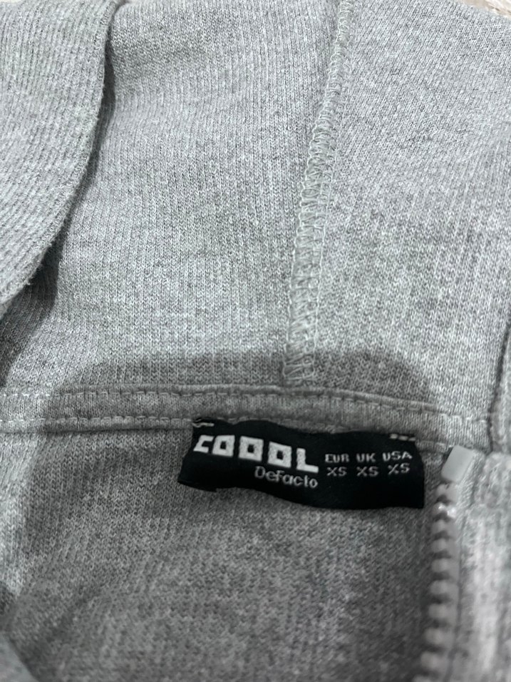 Gri Kapüşonlu Fermuarlı Kadın Sweatshirt - Görsel 2