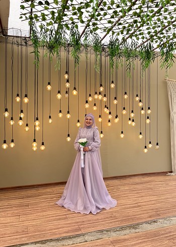 Bohem Tarzı Mor Uzun Drapeli Nişan Elbisesi - Görsel 2