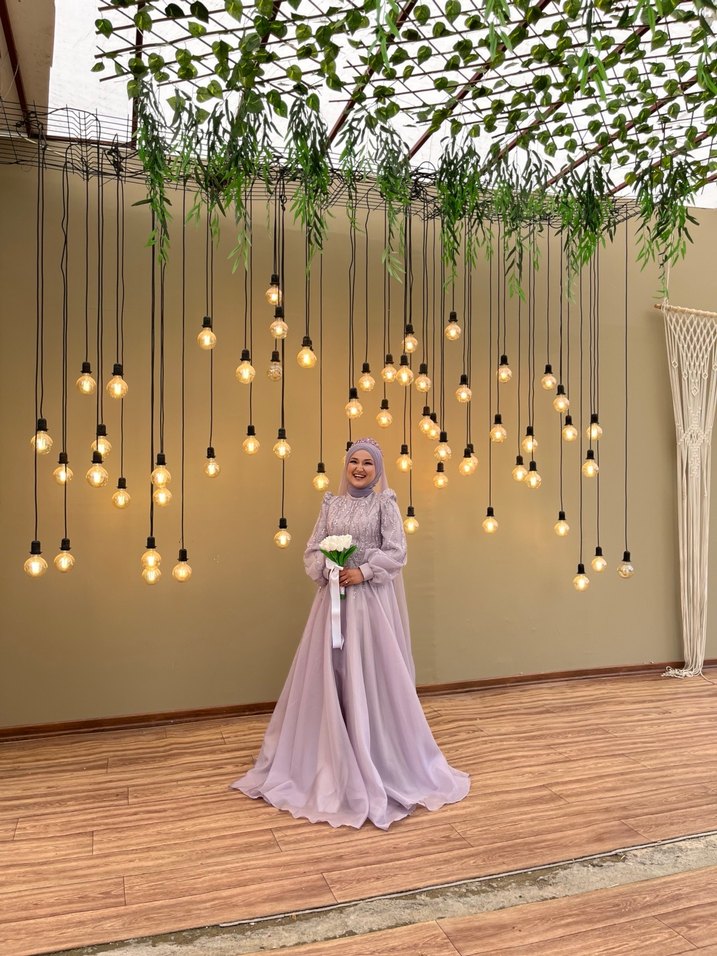 Bohem Tarzı Mor Uzun Drapeli Nişan Elbisesi - Görsel 2