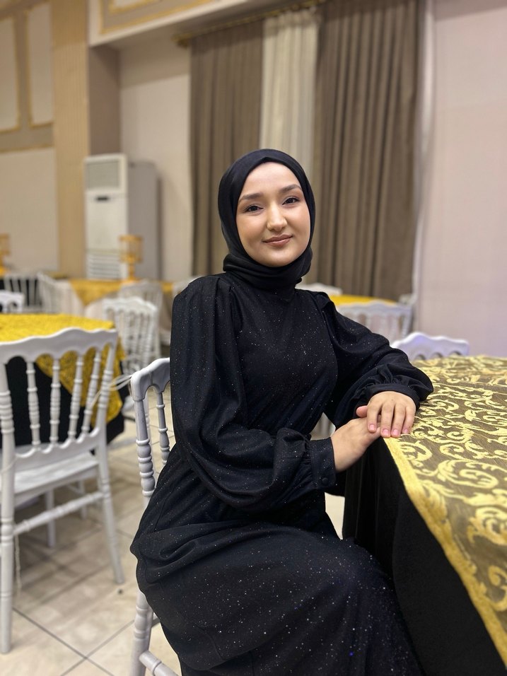 Lacivert Uzun Drapeli Kadın Elbise - Görsel 2