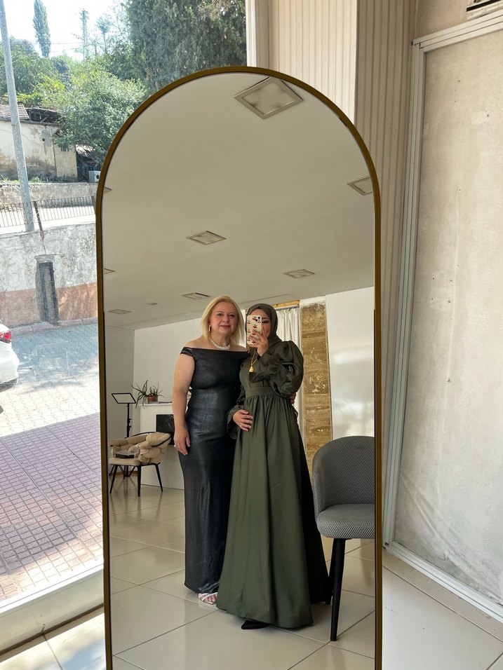 Uzun Kollu Haki uzun tesettür elbise Elbise - Görsel 2