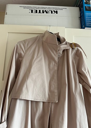 Bej Uzun Keten Kadın Trençkot - Görsel 10