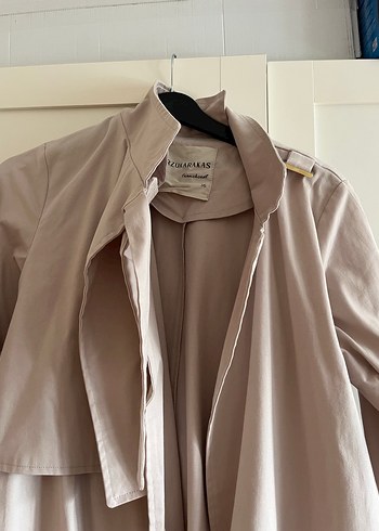 Bej Uzun Keten Kadın Trençkot - Görsel 6