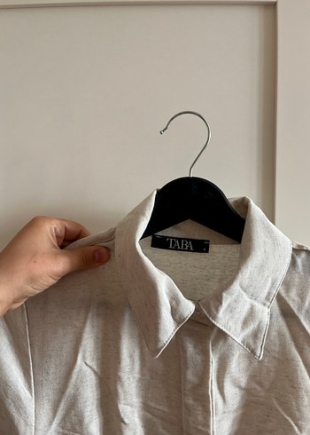 Bej Keten Uzun Kollu Bohem Elbise - Görsel 7