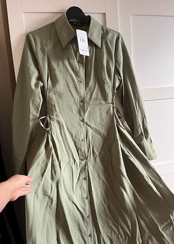 Uzun Kollu Keten Kadın Elbise - Görsel 3